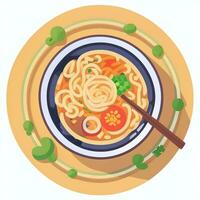 ai generato ramen spaghetto ritratto avatar clip arte gamer icona etichetta decorazione semplice sfondo foto