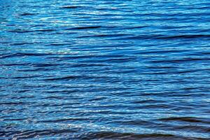 acqua ondulazione struttura sfondo. ondulato acqua superficie durante tramonto, d'oro leggero riflettendo nel il acqua. foto