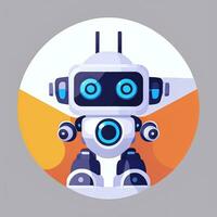 ai generato carino giocattolo robot avatar gamer clip arte etichetta decorazione semplice sfondo foto