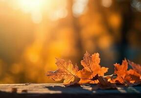 bellissimo autunno paesaggio con caduta le foglie naturale sfondo, colorato fogliame acero nel parco, ai generato foto