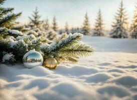 ai generato Natale vacanza sfondo. natale decorato vacanza festivo sfondo. nuovo anno inverno sfondo, Natale vacanza confine. foto