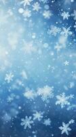 caduta i fiocchi di neve contro un' blu invernale sfondo. generativo ai foto