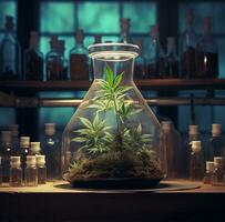 marijuana pianta nel scienza laboratorio foto