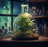 marijuana pianta nel scienza laboratorio foto