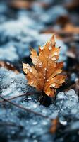 Marrone le foglie su inverno ai generato foto