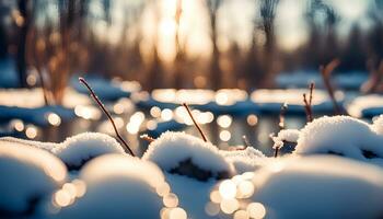 ai generato natura con acqua e neve, foto