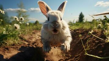 coniglio bianca coniglietto animale foto realistico ai generato