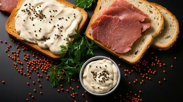 pane crostini Manzo affumicato Maionese crema ai generato foto