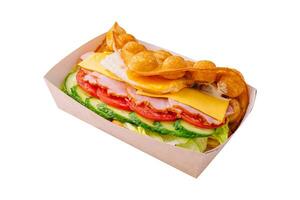 belga cialda Sandwich con verdure e formaggio foto