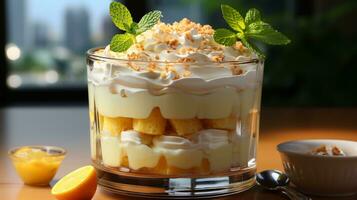 aranciata budino dolce dolce cibo merenda ai generato foto