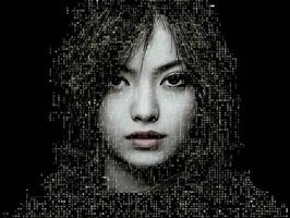 un Immagine di un' womans viso fatto su di pixel generativo ai foto