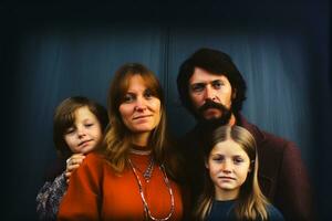 un vecchio polaroid foto di un' famiglia. ai generativo