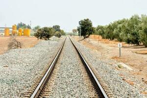 un' treno traccia nel il mezzo di Da nessuna parte foto