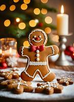 foto di il Natale pan di zenzero uomo biscotti ai generato