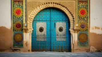ai generato bellissimo vecchio e Vintage ▾ marocchino Casa porta foto