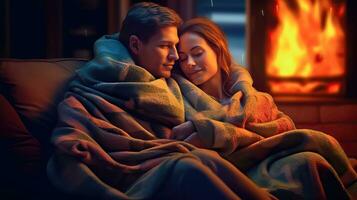 amore e calore - accogliente inverno sera - generativo ai foto