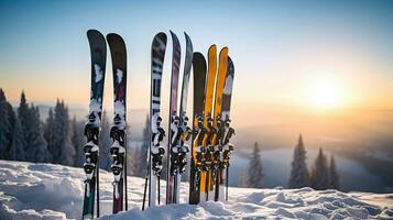 inverno sciare fuga nel il montagne - generativo ai foto