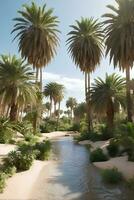 bellissimo oasi con tropicale impianti nel deserto. foto