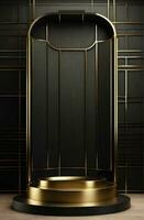 lusso moderno nero e oro podio per Prodotto Schermo presentazione. foto