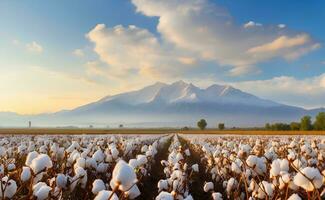 un' bellissimo cotone campo con soffice bianca palle. foto