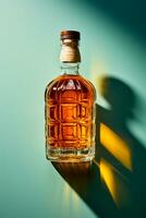ai generato un' bottiglia di costoso anziano whisky, forte alcool - ai generato Immagine foto