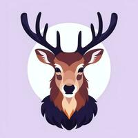 ai generato cervo ramificazione cervo animale logo icona etichetta decorazione clip arte semplice sfondo foto