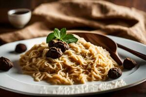 cioccolato e pasta su un' piatto. ai-generato foto