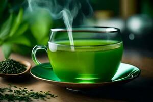 il Salute benefici di verde tè. ai-generato foto