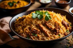 pollo biryani nel un' ciotola. ai-generato foto