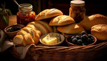 ai generato freschezza e buongustaio pasto su un' piatto, salutare vegetariano pranzo in casa generato di ai foto