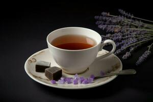 lavanda tè dolcificante caldo bere. creare ai foto