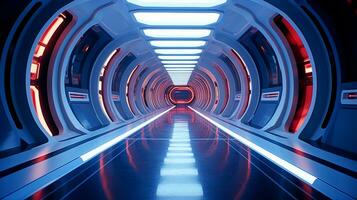 ai generato vuoto futuristico tunnel. tecnologia design. foto