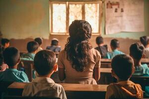 insegnanti giorno - nel il celebrazione di conoscenza, studenti mostrare rispetto e ammirazione per il dedito insegnante. per il insegnanti, nostro rispetto e ammirazione su insegnanti giorno. ai creare foto