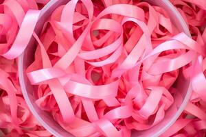 rosa ottobre - il rosa nastro è il simbolo di speranza e Seno cancro prevenzione. valore presto rivelazione e consapevolezza. insieme contro Seno cancro noi siamo più forte. ai generativo foto