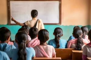 insegnanti giorno - nel il celebrazione di conoscenza, studenti mostrare rispetto e ammirazione per il dedito insegnante. per il insegnanti, nostro rispetto e ammirazione su insegnanti giorno ai generativo foto