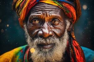 colorato ritratto di africano uomo , ai generato foto