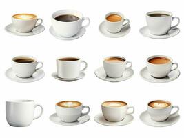 ai generato caffè tazza collezione isolato su bianca sfondo foto