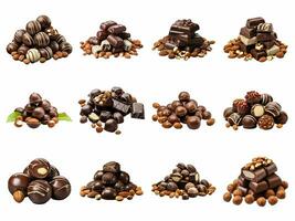 ai generato cioccolato tartufo caramella collezione isolato su bianca sfondo foto