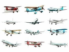 aereo collezione isolato su bianca sfondo con ai generato. foto