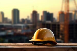 il importanza di sicurezza Ingranaggio per costruzione lavoratori e il presenza di un' casco a un' costruzione luogo. generativo ai foto