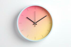 concetto di tempo analogico orologio su pastello semplice moderno stile sfondo per striscioni, volantini, manifesti o siti web. generativo ai foto