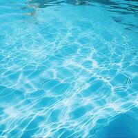 chiaro blu acqua nel un' piscina, con luce del sole splendente attraverso e la creazione di un' bellissimo riflessione. generativo ai foto