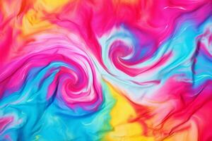 vivace tie-dye tessuto struttura con vorticoso colori. ai generato foto