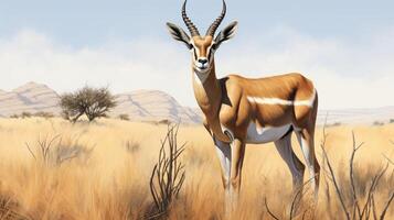 ai generato antilope Immagine di un' gazzella nel il selvaggio foto