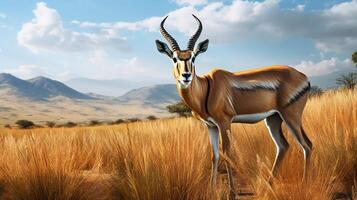 ai generato antilope Immagine di un' gazzella nel il selvaggio foto