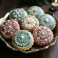 acquolina in bocca assortimento di deliziosamente decorato Natale Pan di zenzero Zenzero biscotti. diverso colori. natale regali pubblicità. foto