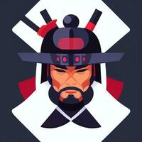 ai generato samurai icona avatar gamer clip arte etichetta decorazione semplice sfondo foto