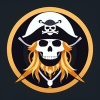ai generato pirata icona avatar gamer clip arte etichetta decorazione semplice sfondo foto
