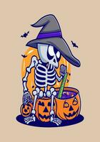 ai generato Halloween scheletro spavento e Condividere foto