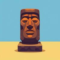 ai generato moai statua pietra testa avatar gamer clip arte etichetta decorazione semplice sfondo culturale foto